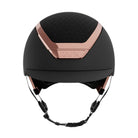 Kask Dogma Chrome Equestrian Helmet - Black Matte with Rose Gold Frame;  front view on white background | Standard Brim English Riding Helmets | Malvern Saddlery