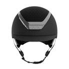 Kask Dogma Chrome Equestrian Helmet - Black Matte with Silver Frame; front view on white background | Standard Brim English Riding Helmets | Malvern Saddlery