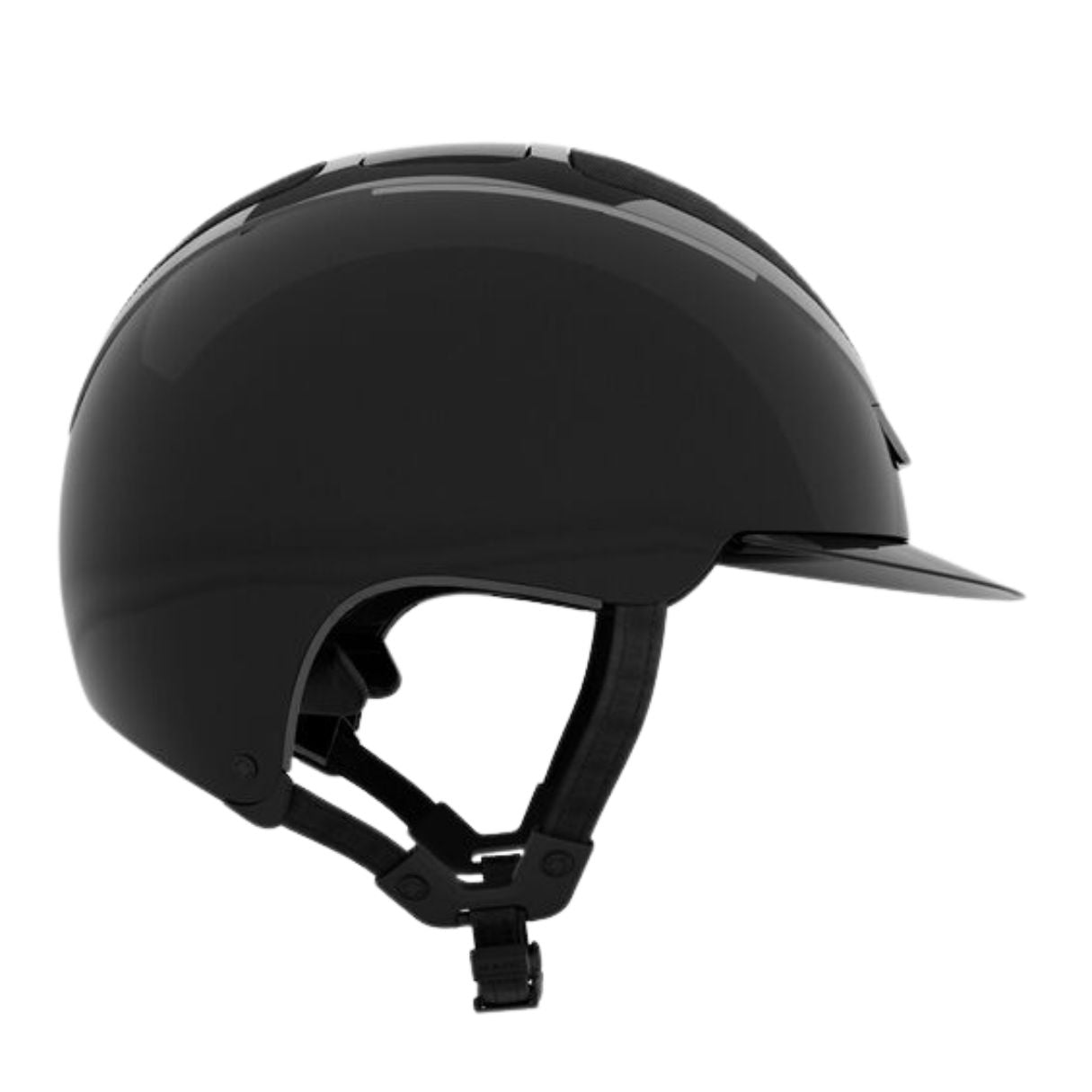 Kask Equestrian Dogma Pure Shine Helmet - Black; side view on white background | Standard Brim Helmets | Malvern Saddlery