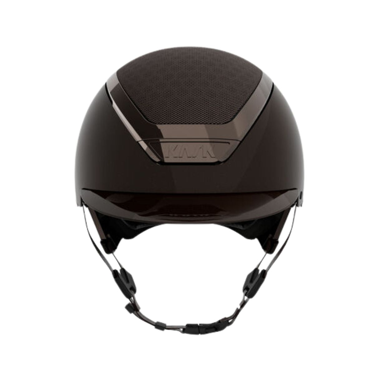 Kask Equestrian Dogma Pure Shine Helmet - Espresso Brown; front view on white background | Standard Brim Helmets | Malvern Saddlery