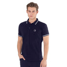 EGO7 Men's Air Polo Shirt - Navy, front close-up | Malvern Saddlery