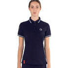 EGO7 Women's Air Polo Shirt - Navy, front close-up | Malvern Saddlery