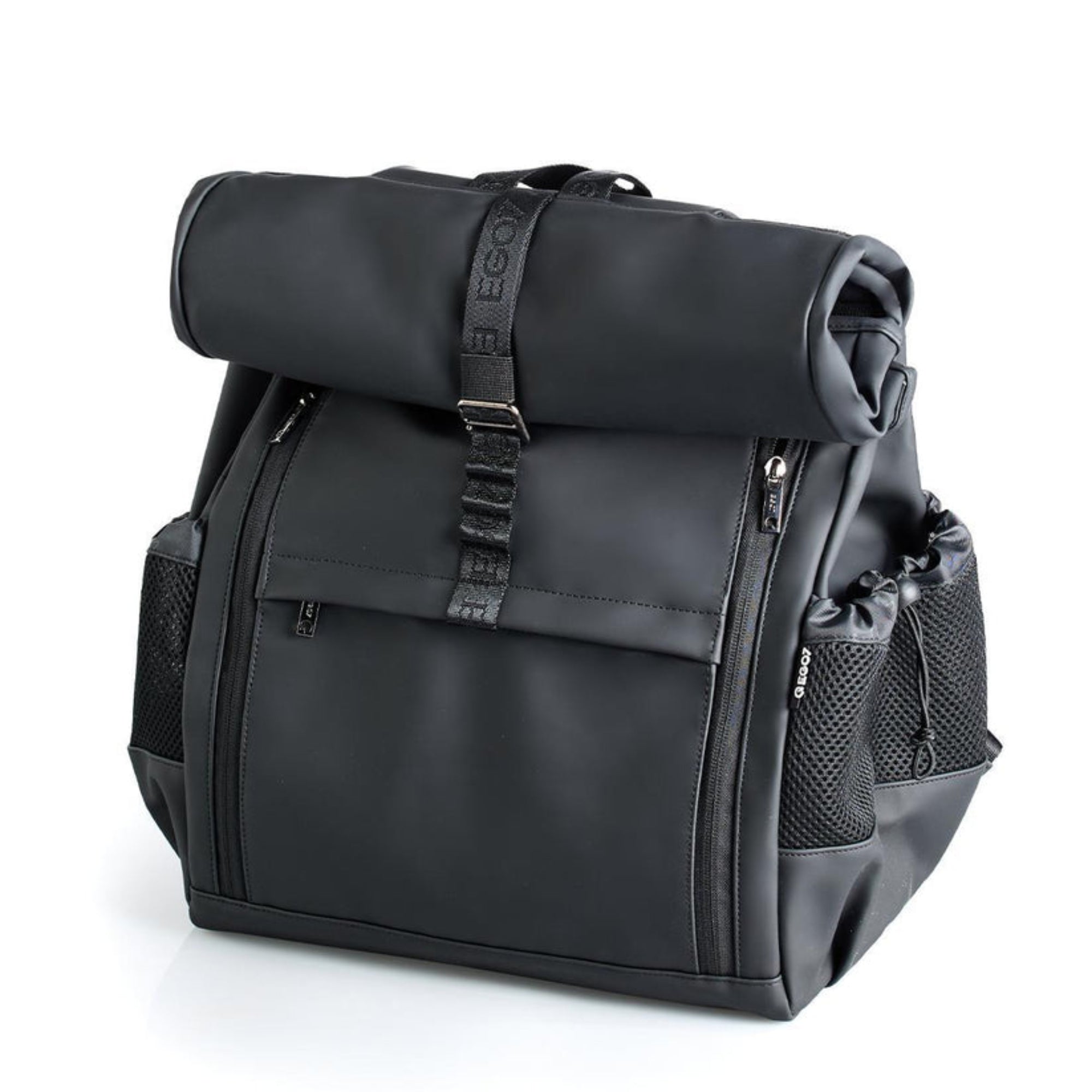 Black EGO7 Axel roll-top backpack designed for riding gear and barn storage