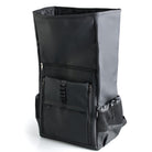 Front view of black waterproof EGO7 Axel equestrian backpack with laptop compartment