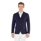 Front view of the EGO7 Be Air Men's Show Jacket in navy blue featuring single-layer stretch fabric and 4-button closure.