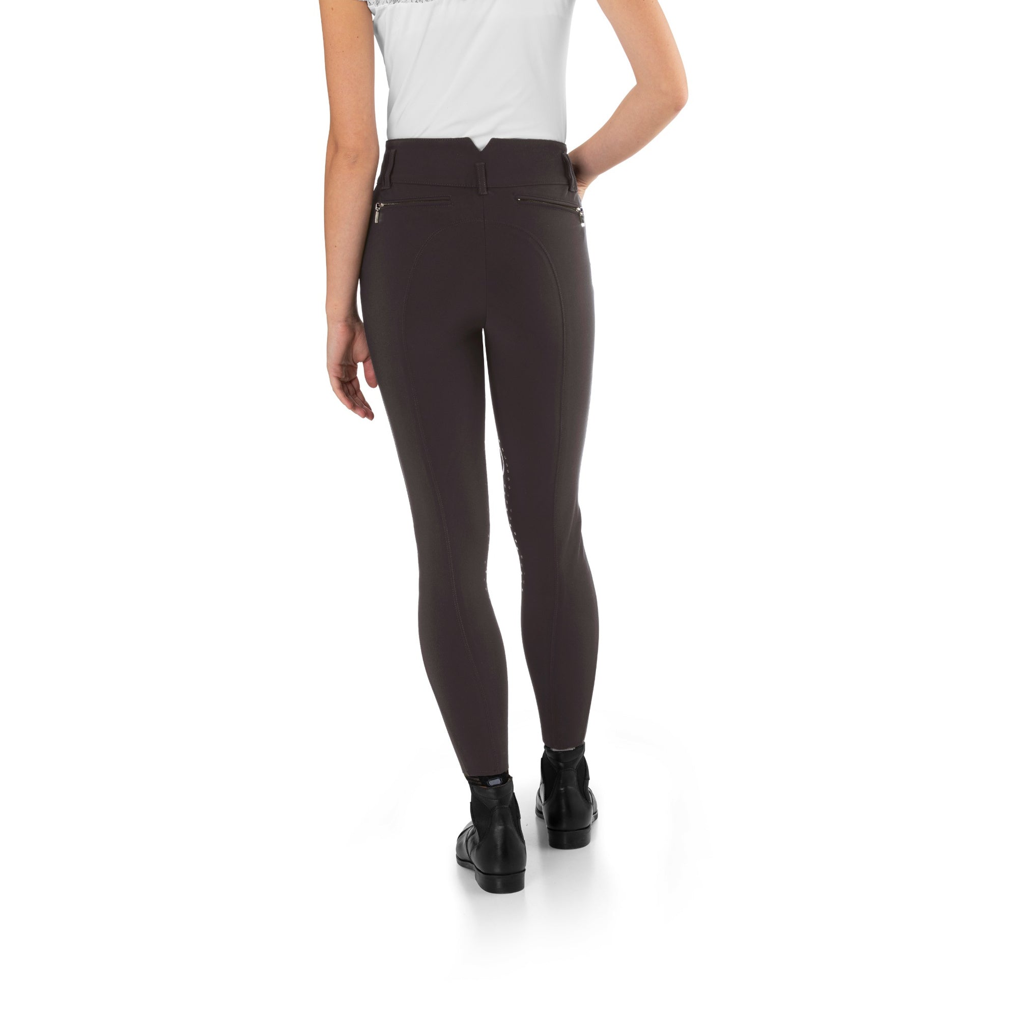 EGO7 Jumping CA Women's High-Waisted Knee Grip Breeches in Chocolate - Back View