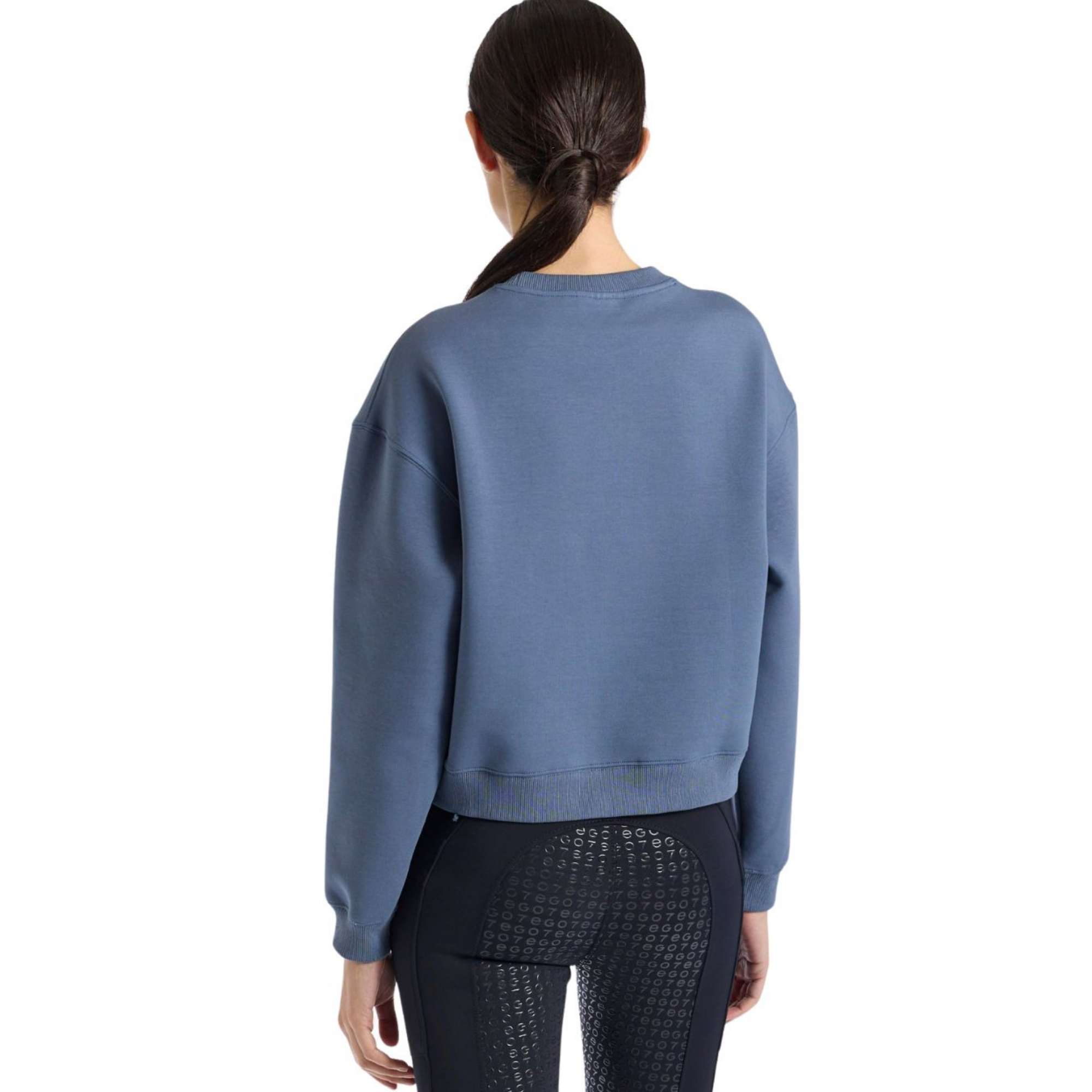 EGO7 women's cropped sweatshirt in Avio back view