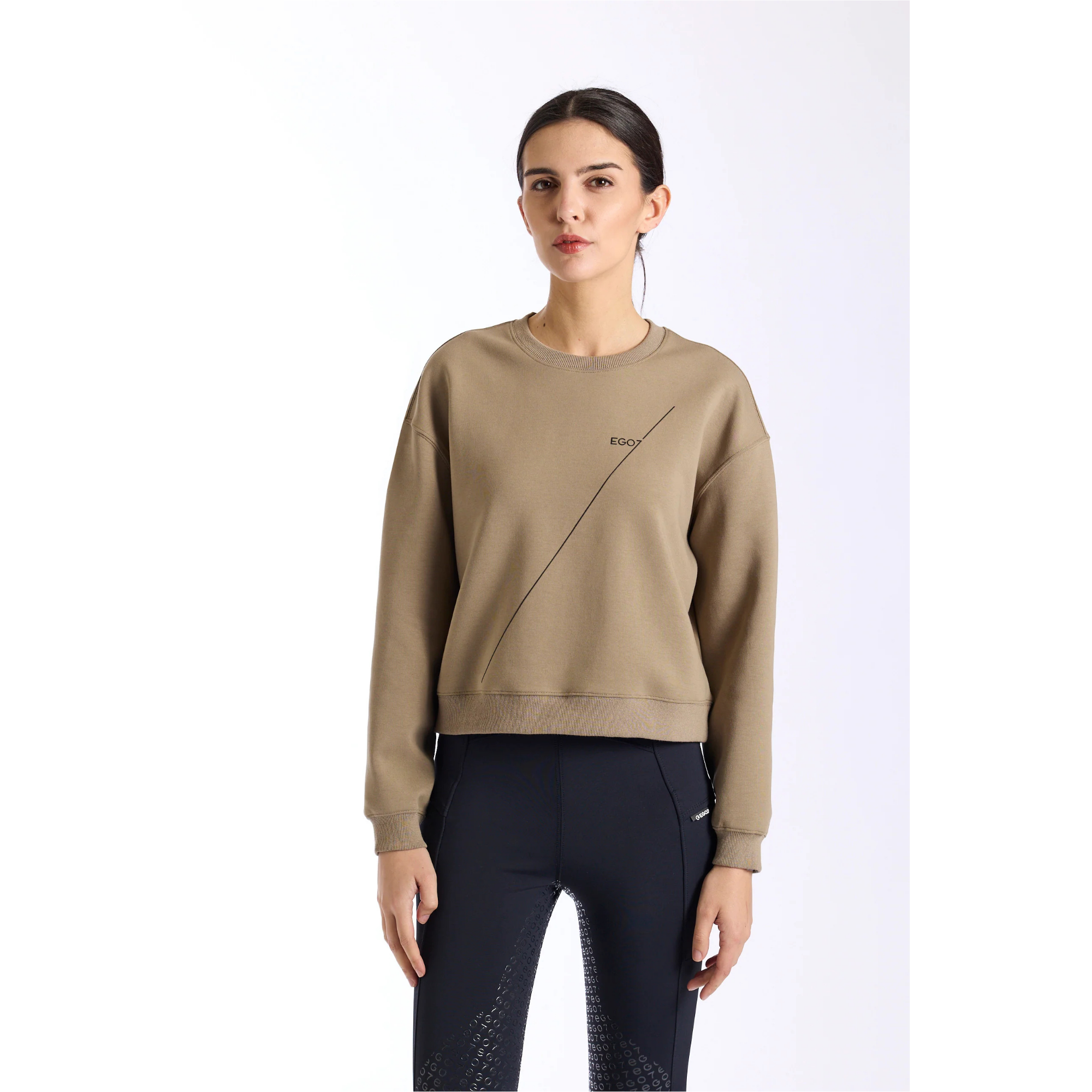 EGO7 women's cropped sweatshirt in Turtle Dove front view