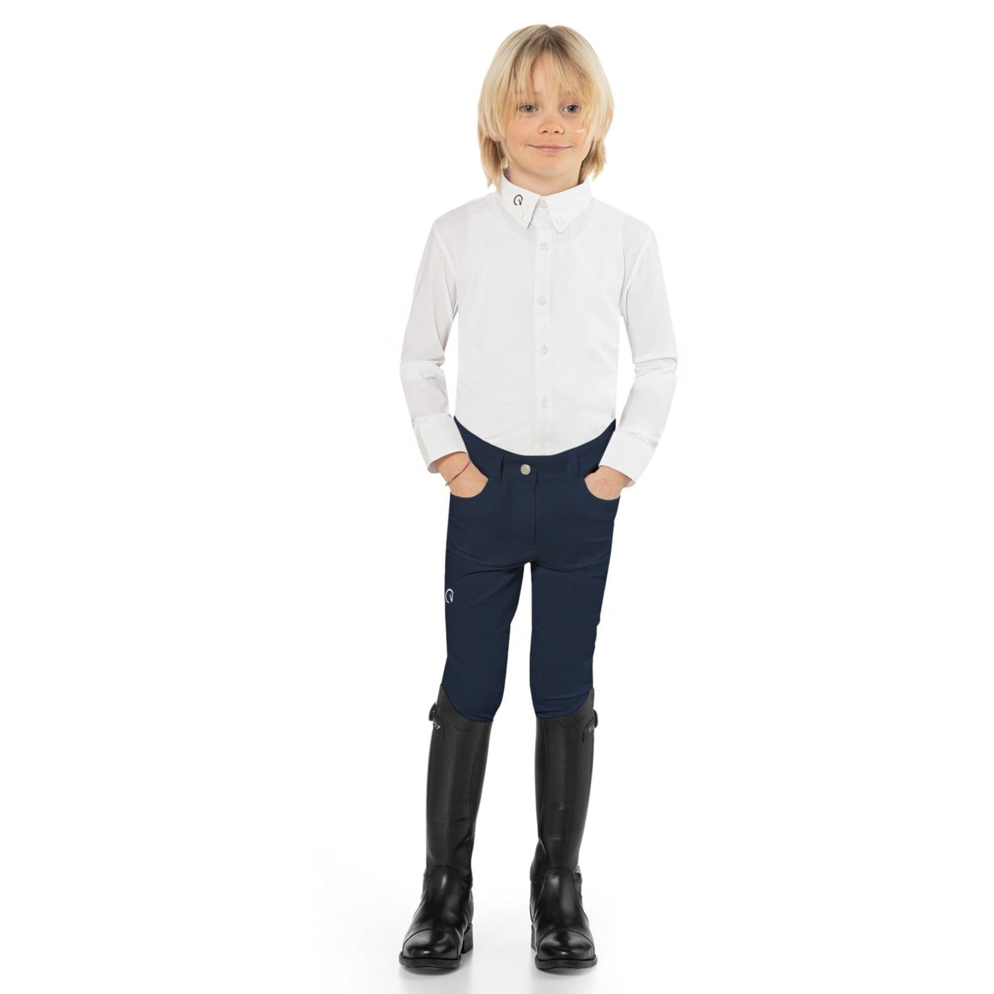 EGO7 EJ Kids' Knee Grip Jumping Breeches in Navy front view
