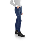Side view of EGO7 EJ Women's Knee Grip Jumping Breeches in Steel Blue.