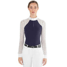 EGO7 Florentine ML women’s long sleeve lace show shirt in navy front view