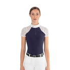 EGO7 Florentine Women's Short Sleeve Show Shirt - Navy/White, front close-up | Malvern Saddlery