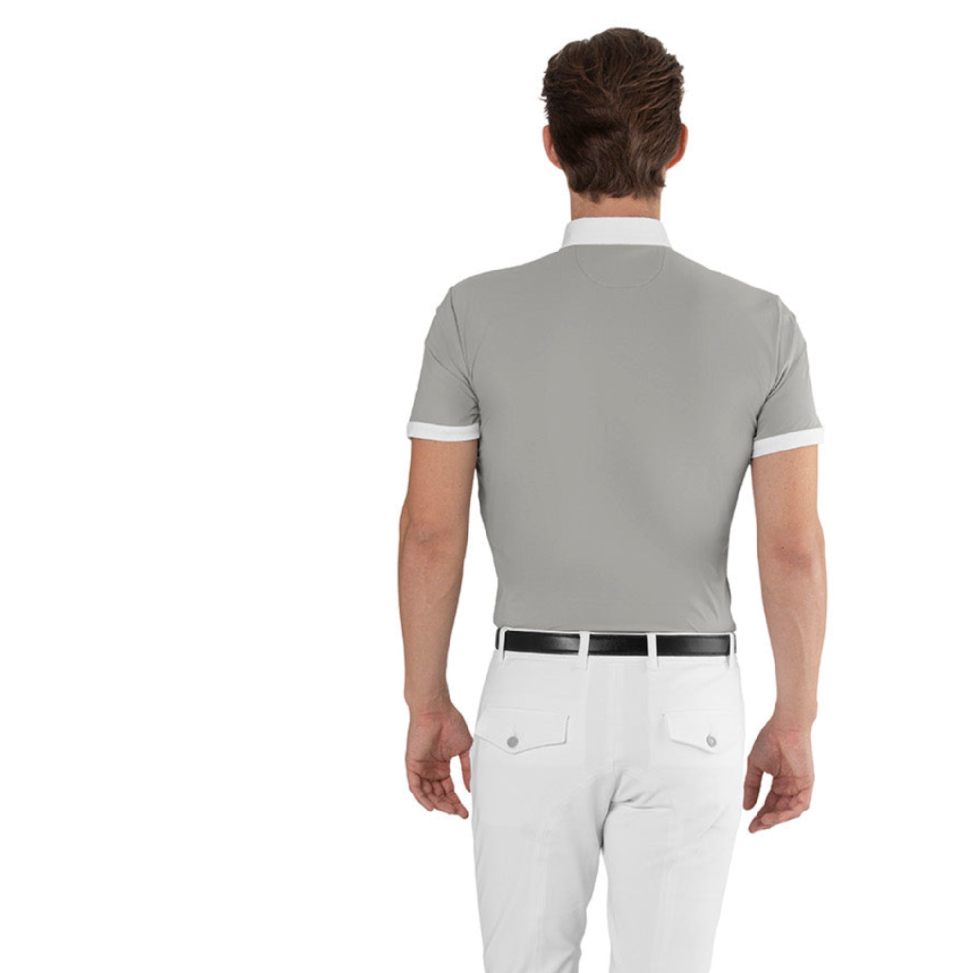 EGO7 MC men's short sleeve show shirt in Ice Grey back view