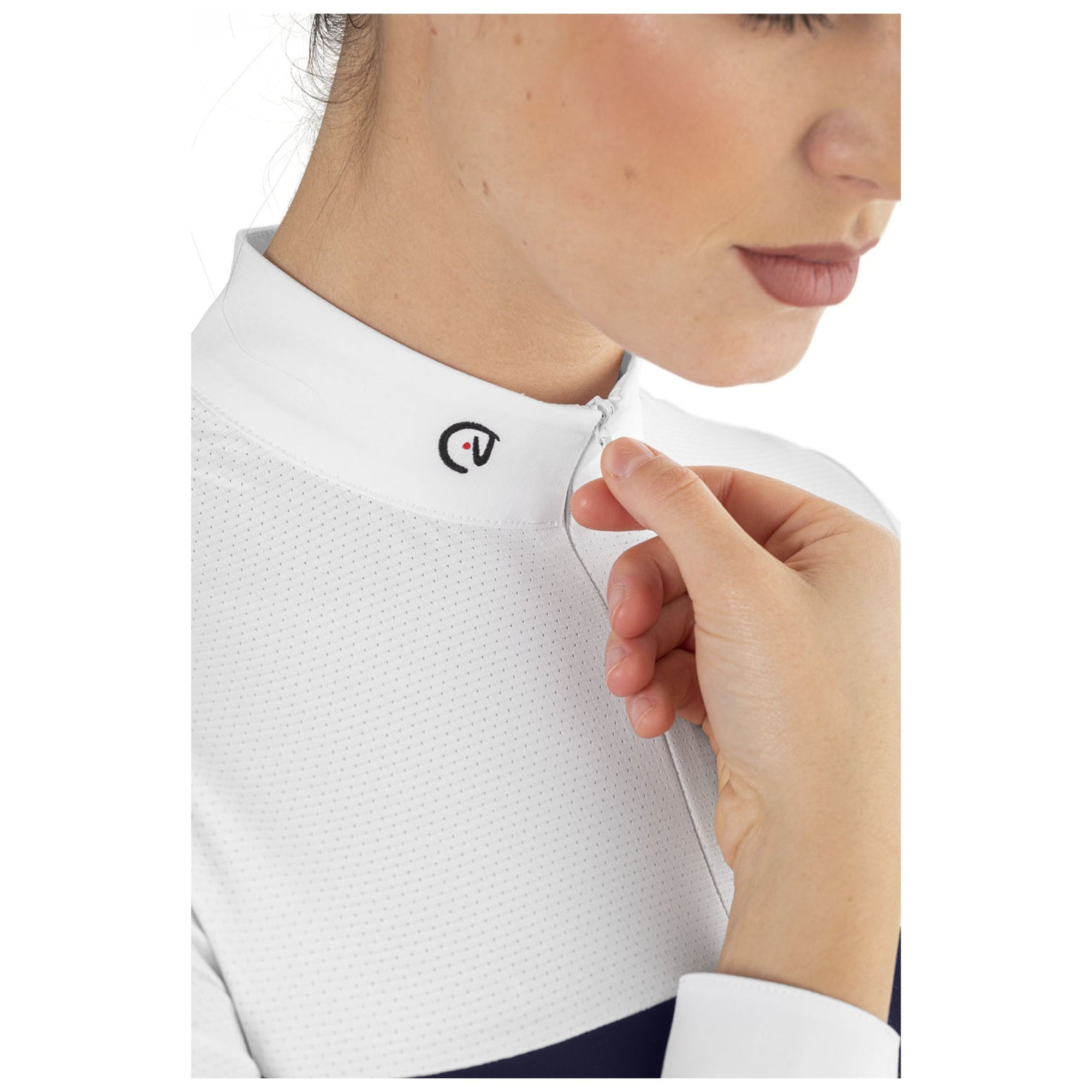 EGO7 Mesh long sleeve show shirt collar and zip detail