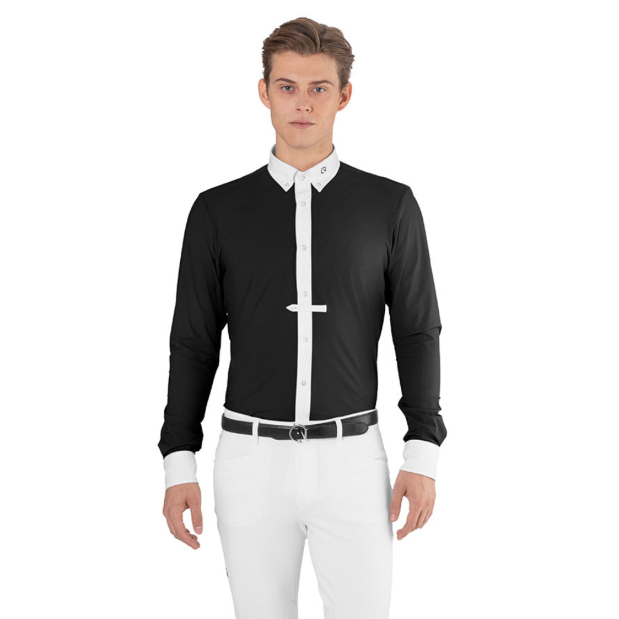 EGO7 ML men's long sleeve show shirt in black front view