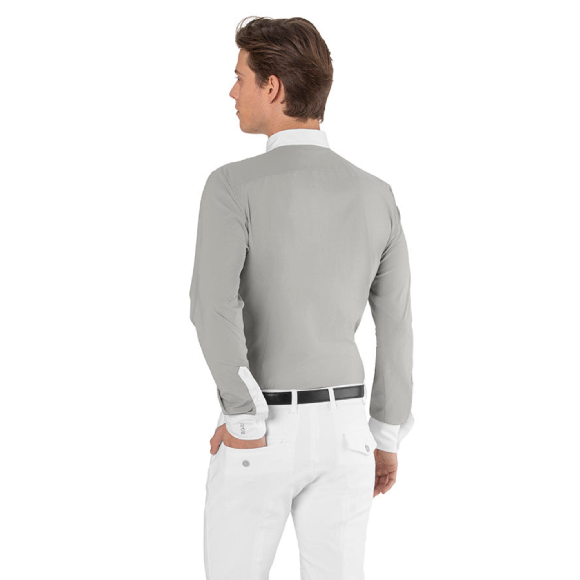 EGO7 ML men's long sleeve show shirt in Ice Grey back view