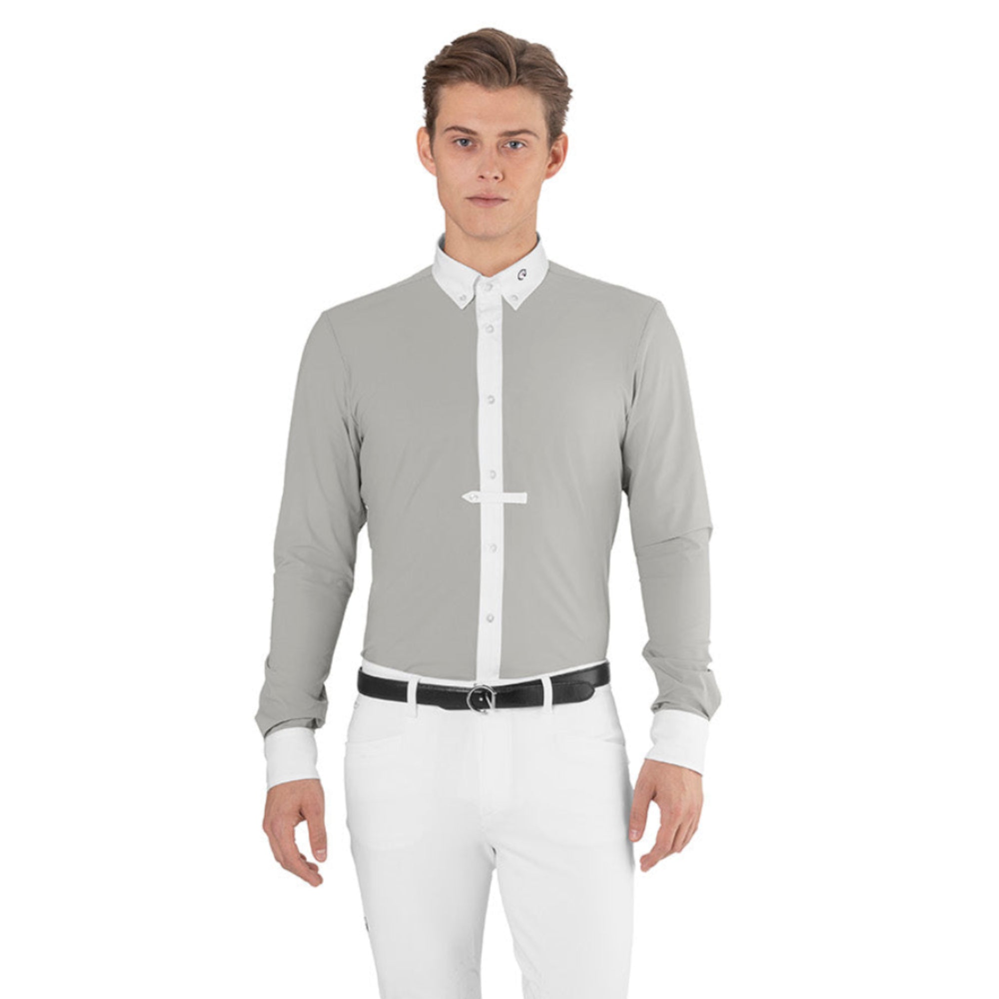 EGO7 ML men's long sleeve show shirt in Ice Grey front view