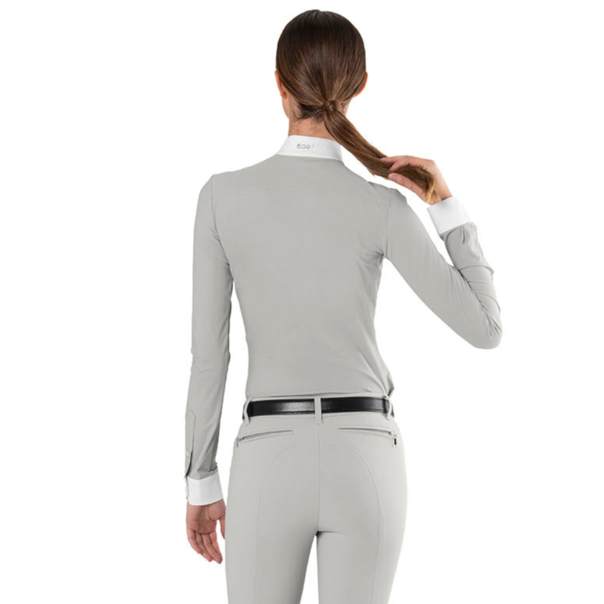 EGO7 Polo ML women's Ice Grey show shirt back view
