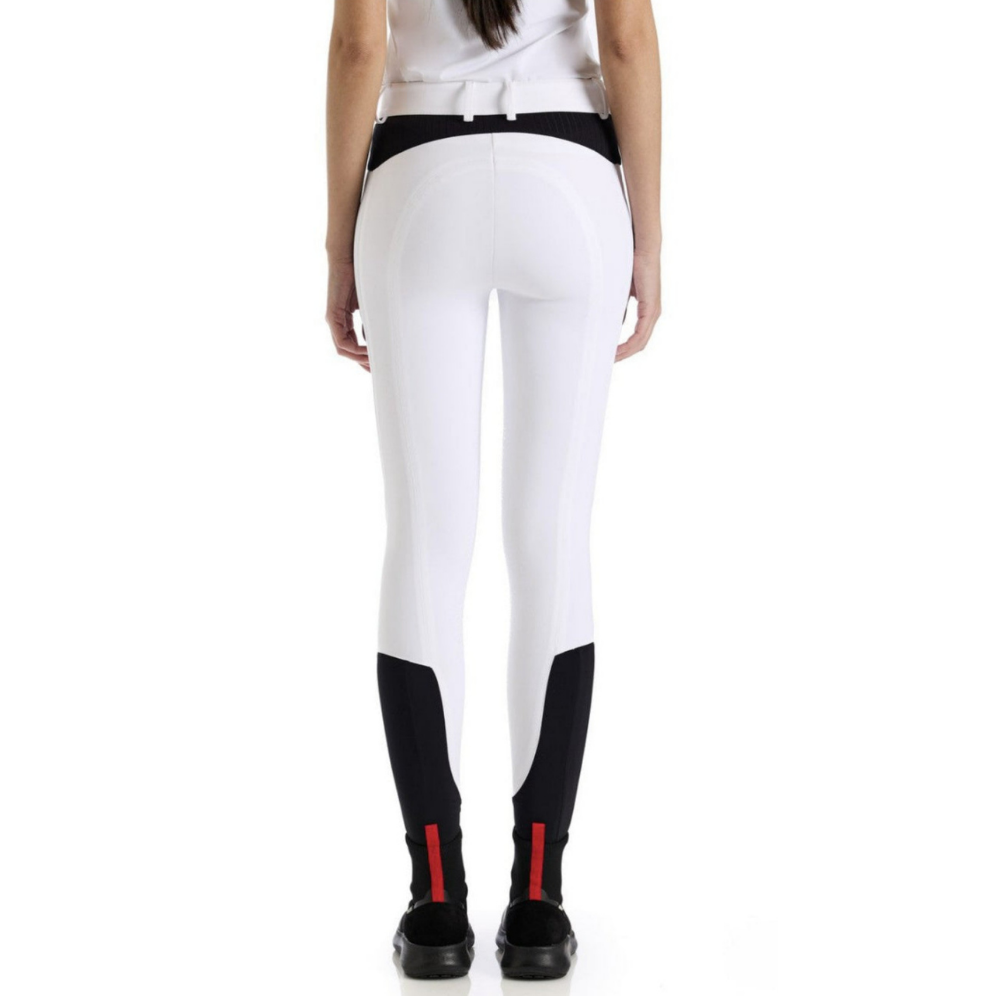 EGO7 women's ribbed knee grip jumping breeches in White back view