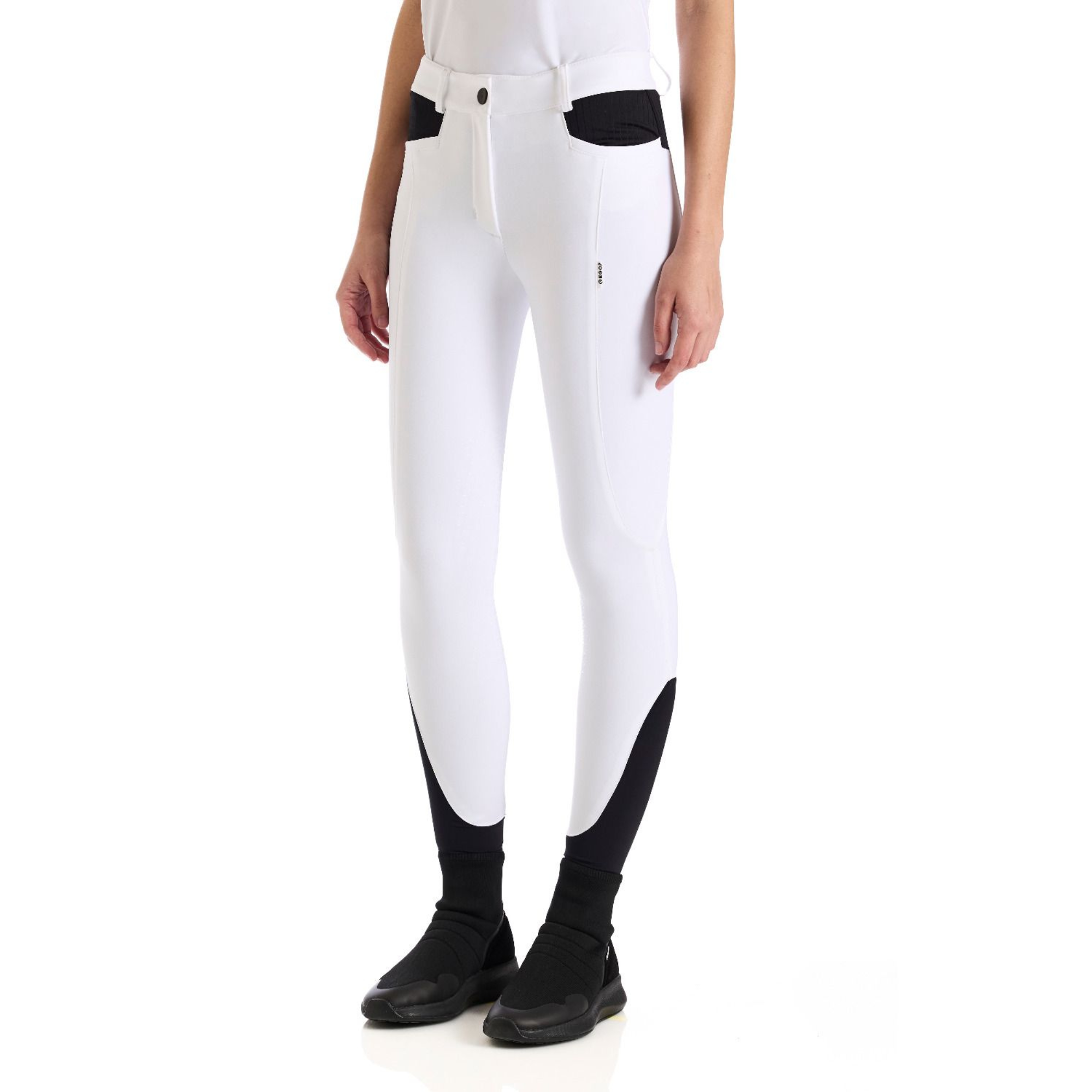 EGO7 Ribbed Women's Knee Grip Jumping Breeches in White front view