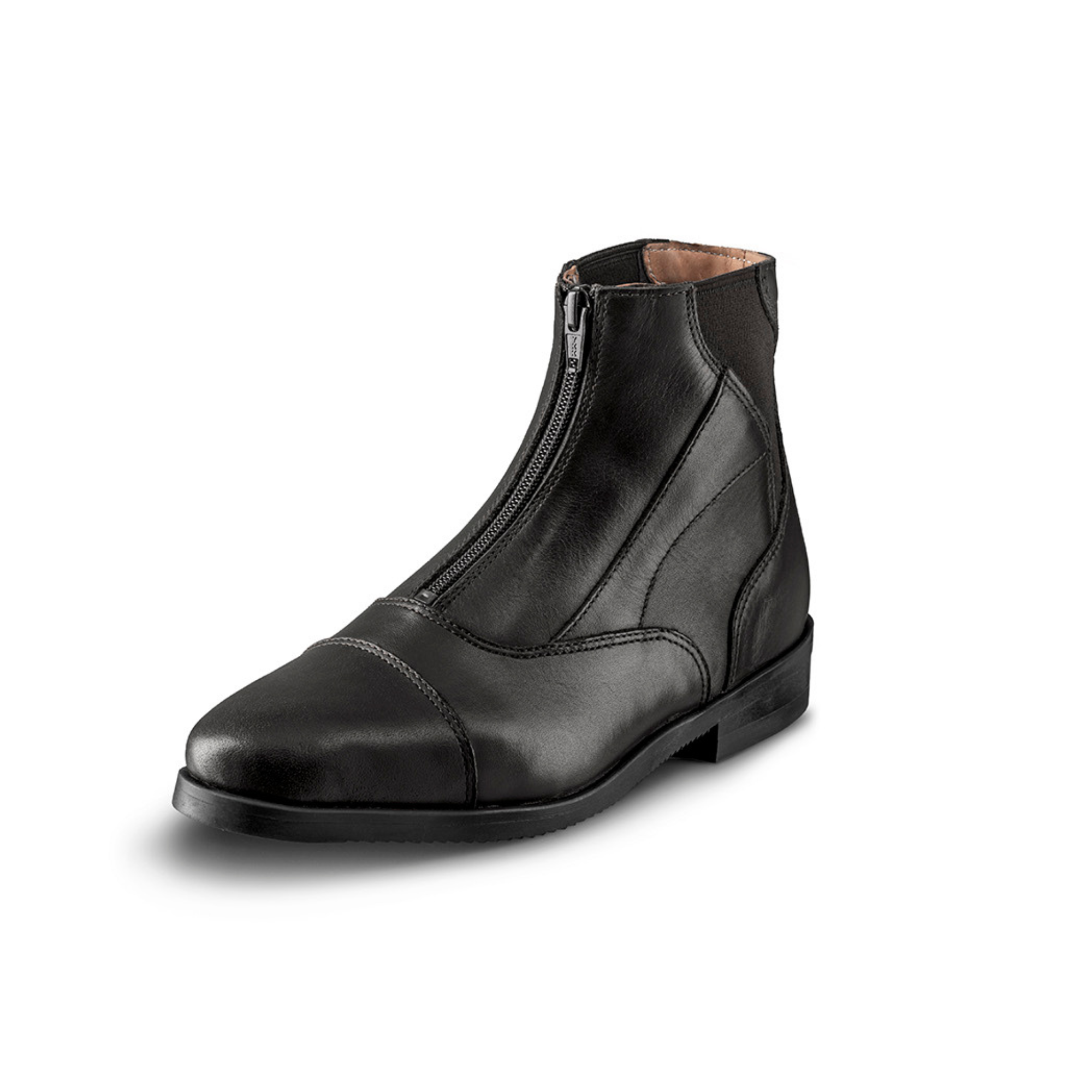 EGO7 Taurus black front-zip leather equestrian paddock boot for riding