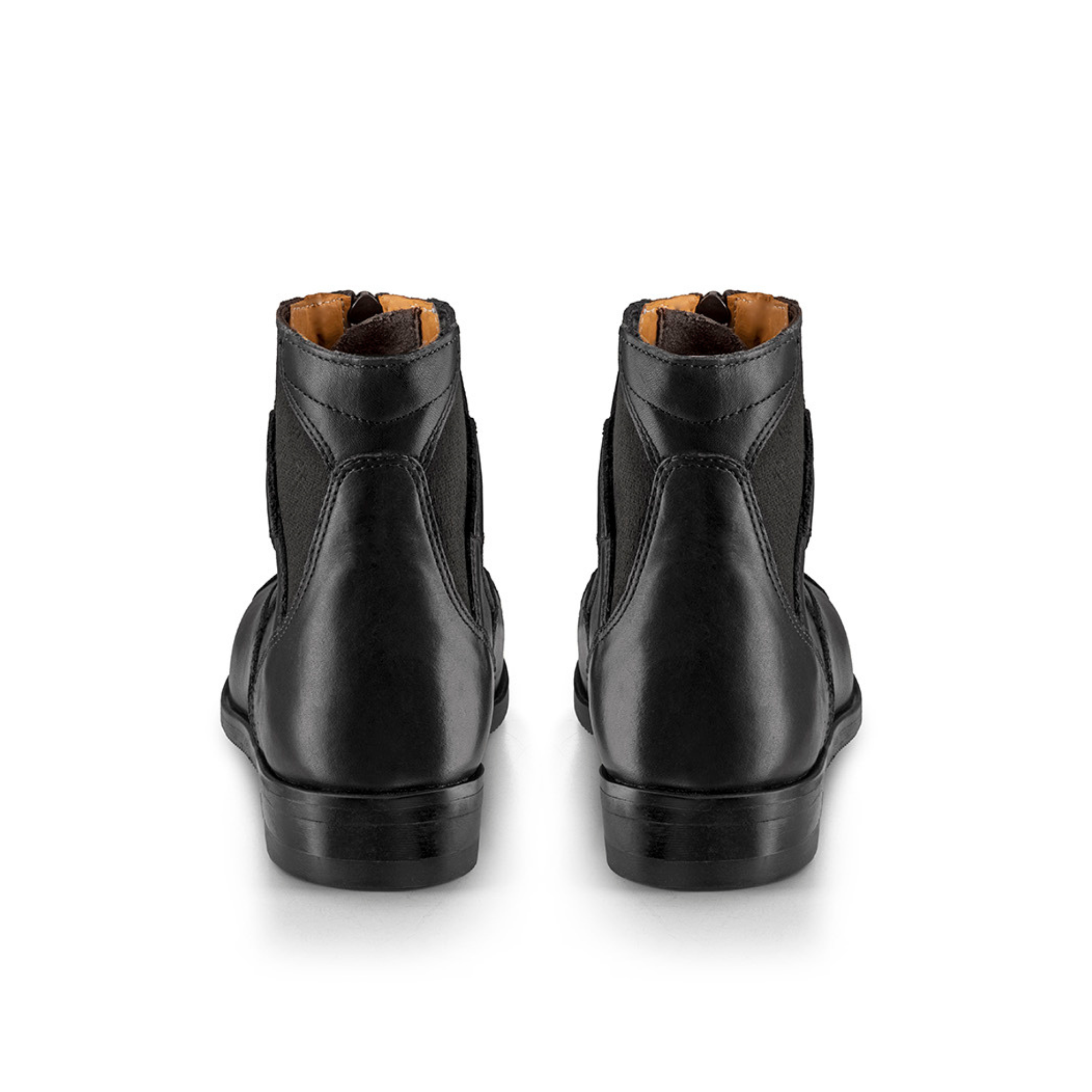 EGO7 Taurus black front-zip leather equestrian paddock boots, rear view