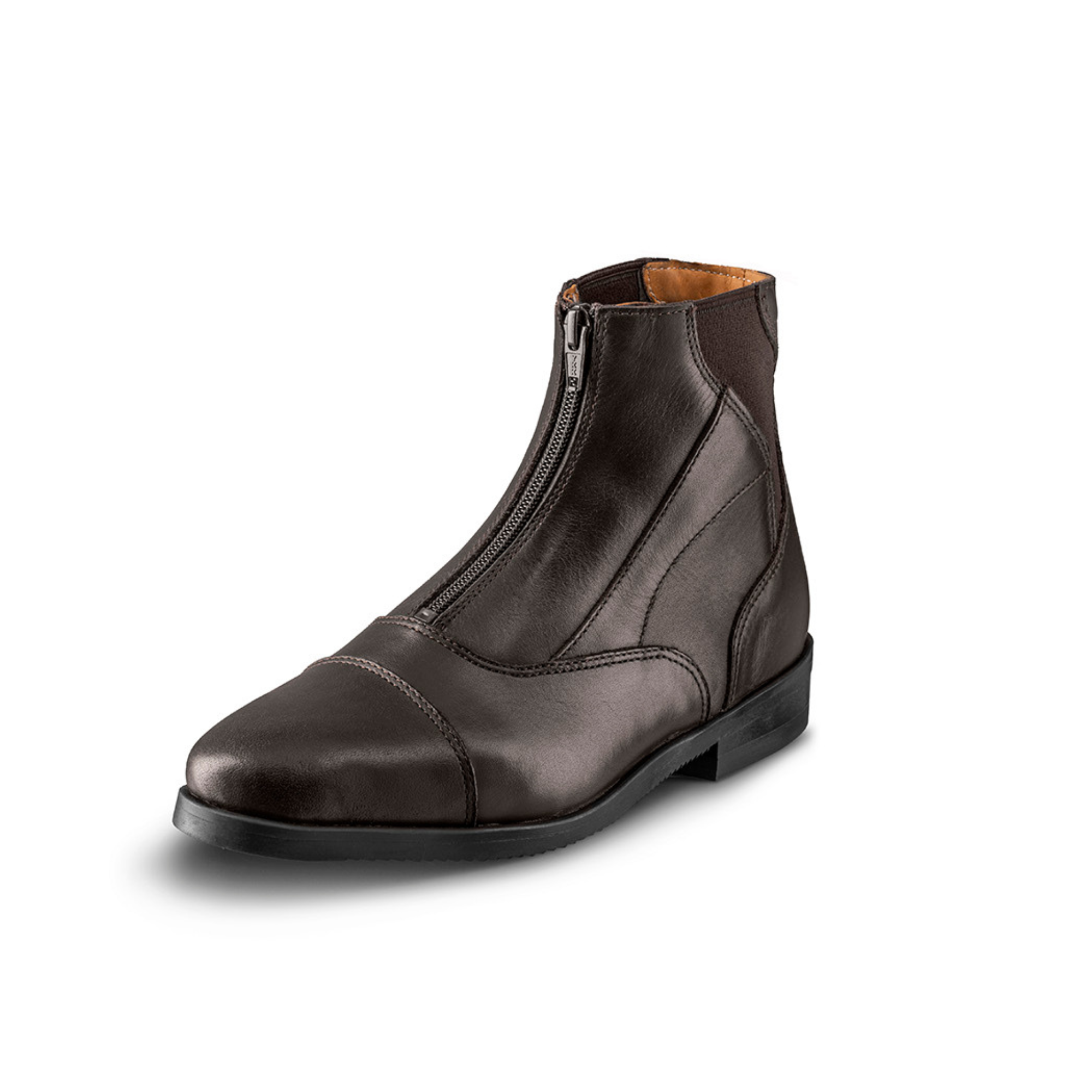 EGO7 Taurus brown front-zip leather equestrian paddock boot for riding