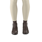 EGO7 Taurus brown leather equestrian paddock boots worn with beige riding breeches, front view