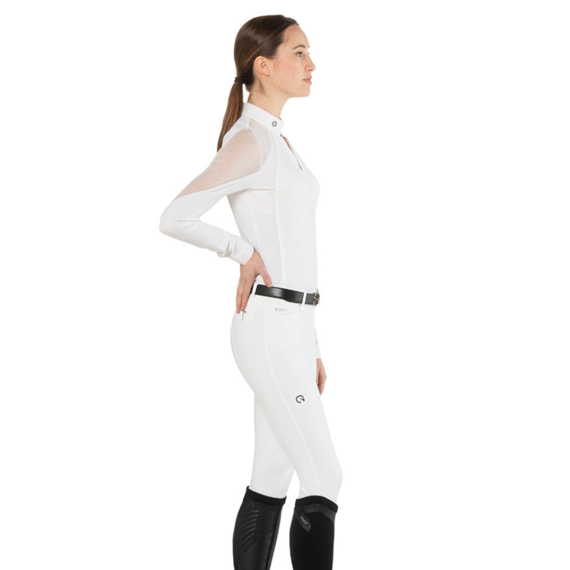 EGO7 Teresa Women's Long Sleeve Show Shirt in White - Side View