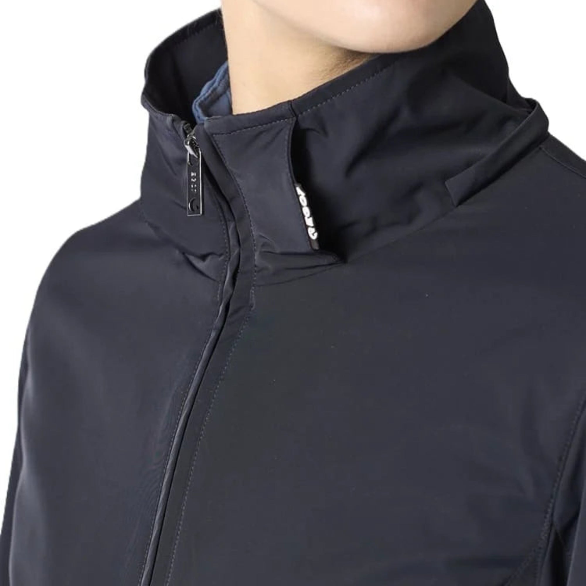 EGO7 Windcheater Jacket - Navy, neck collar detail view | Ladies Outerwear | Malvern Saddlery