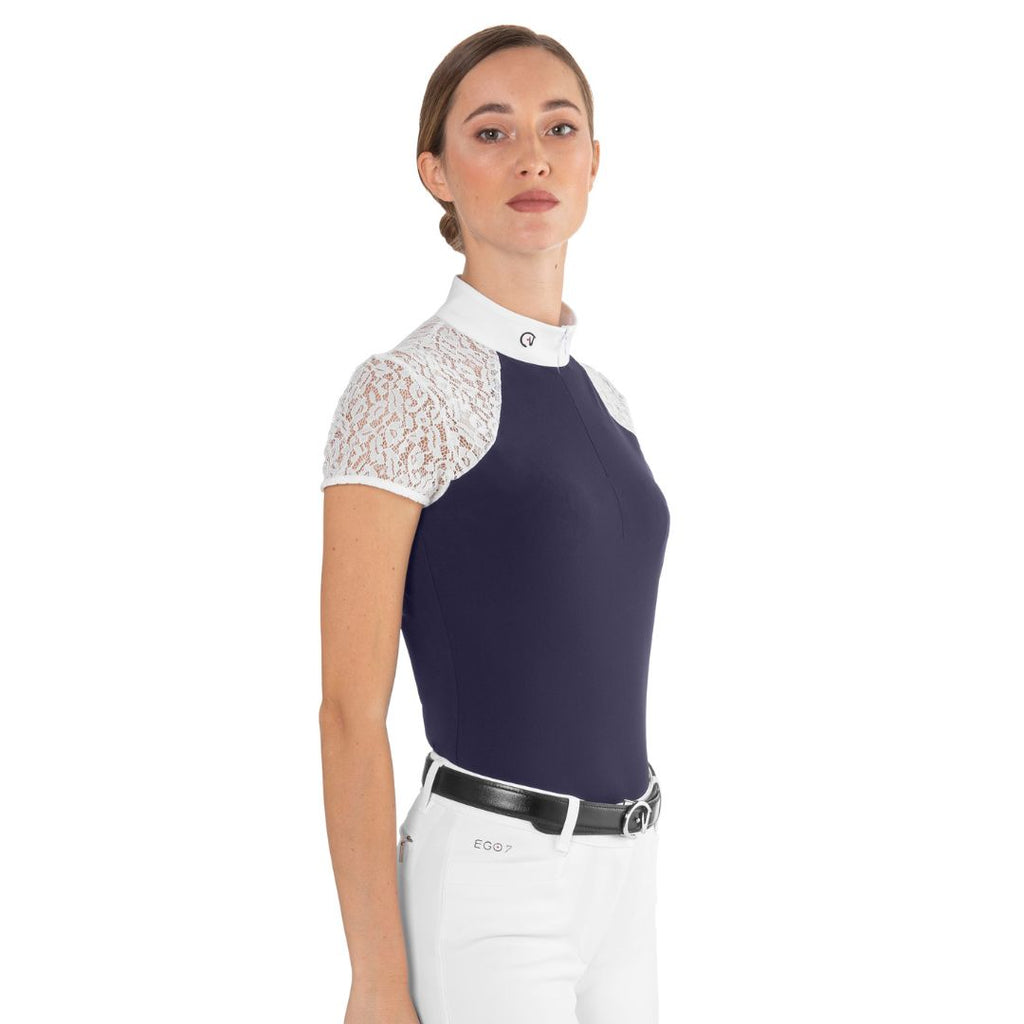 EGO7 Florentine Short Sleeve Show Shirt - Navy w White lace | Malvern SaddleryEGO& Florentine Short Sleeve Show Shirt | Malvern Saddlery