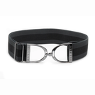 Ellany Elastic Belt with Stirrup Buckle; Charcoal Stripe with Gunmetal - 2" wide - Malvern Saddlery