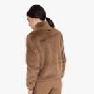Equestro Women's Faux Fur Jacket in Tobacco Brown back view