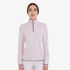 Equestro Women's High Neck Fleece 3/4 Zip Sweatshirt in Hushed Violet front view