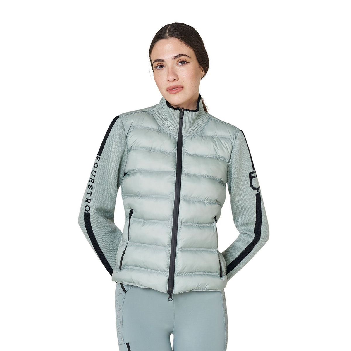 Equestro Hybrid Knit Jacket in Slate Grey front view