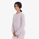 Equestro Kids' Unisex Crewneck Fleece Sweatshirt in Hushed Violet side view
