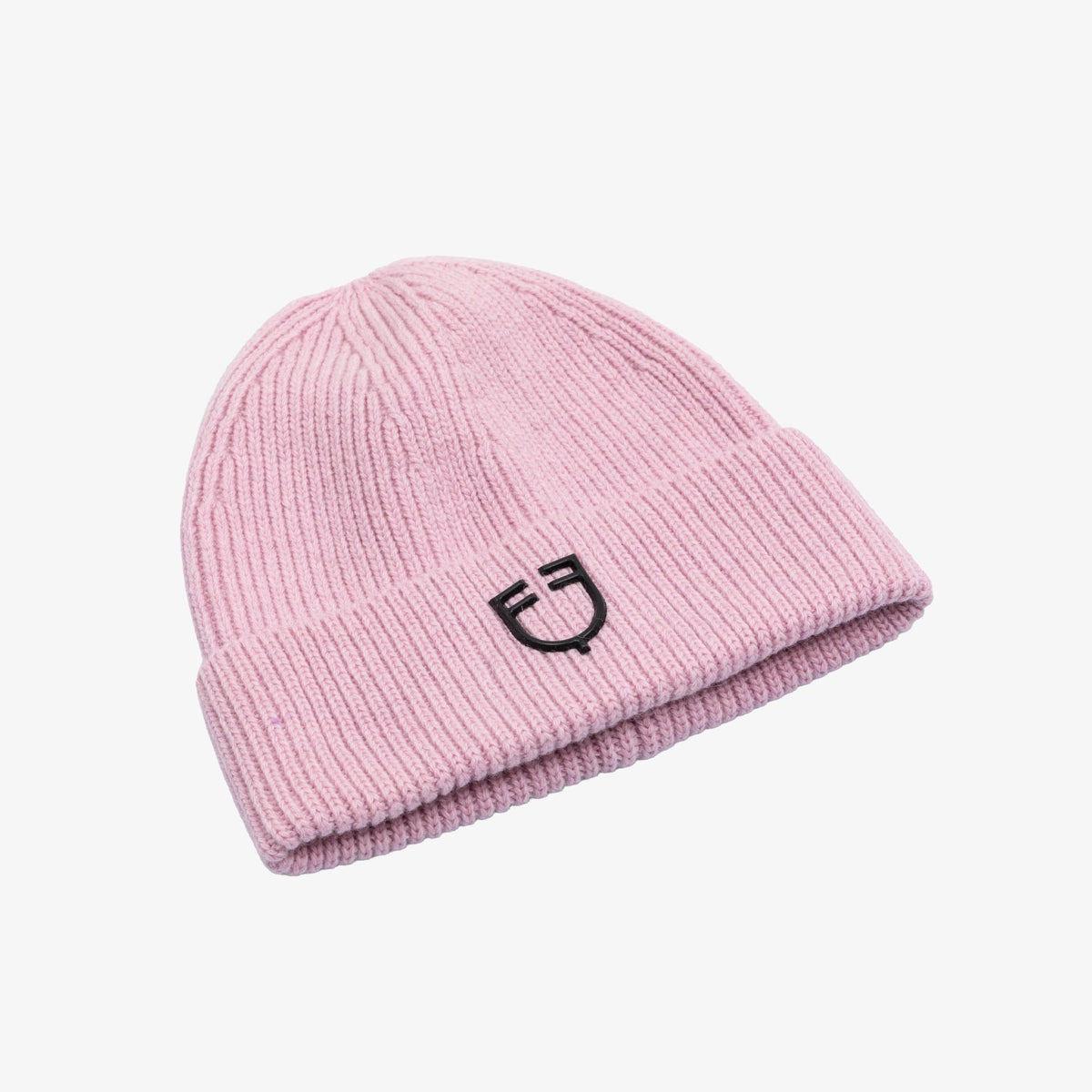 Equestro Unisex Knitted Wool Beanie in Hushed Violet side view