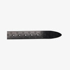 Equestro Leather Logo Belt with Logo Buckle - Black/Gold, belt tip with embossed logos | Malvern Saddlery