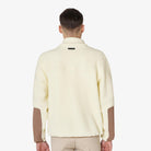 Equestro Men's Teddy Fleece Zip Sweatshirt in Antique White back view