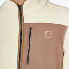 Equestro Men's Teddy Fleece Zip Sweatshirt in Antique White chest pocket close up