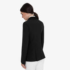 Equestro Women's Monogram Velvet Competition Jacket in Black back view