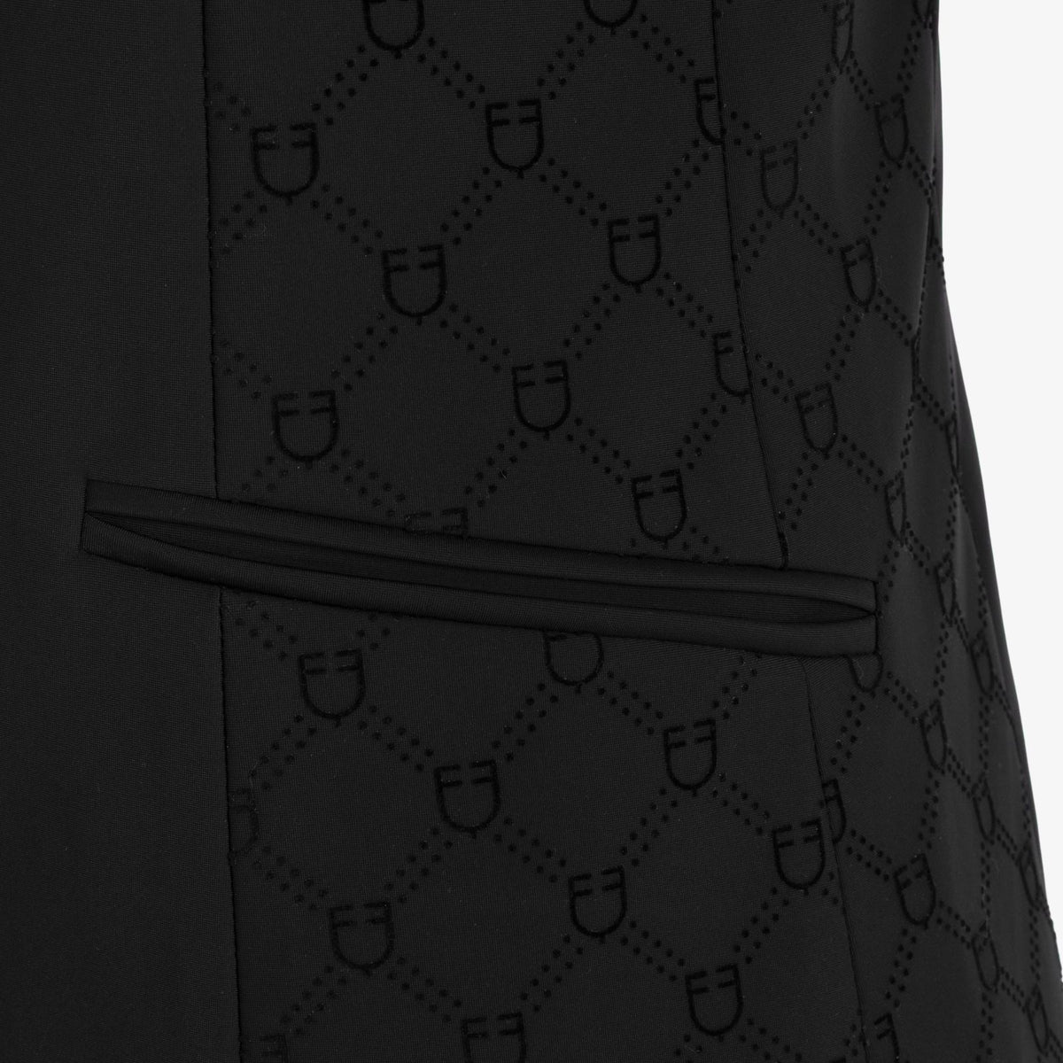 Equestro Women's Monogram Velvet Competition Jacket velvet monogram panel close up