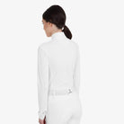 Equestro Women's Perforated Long Sleeve Competition Polo in White back view
