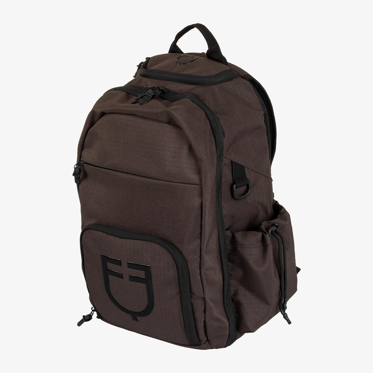 Equestro Unisex Ripstop Technical Backpack in Dark Brown side angle