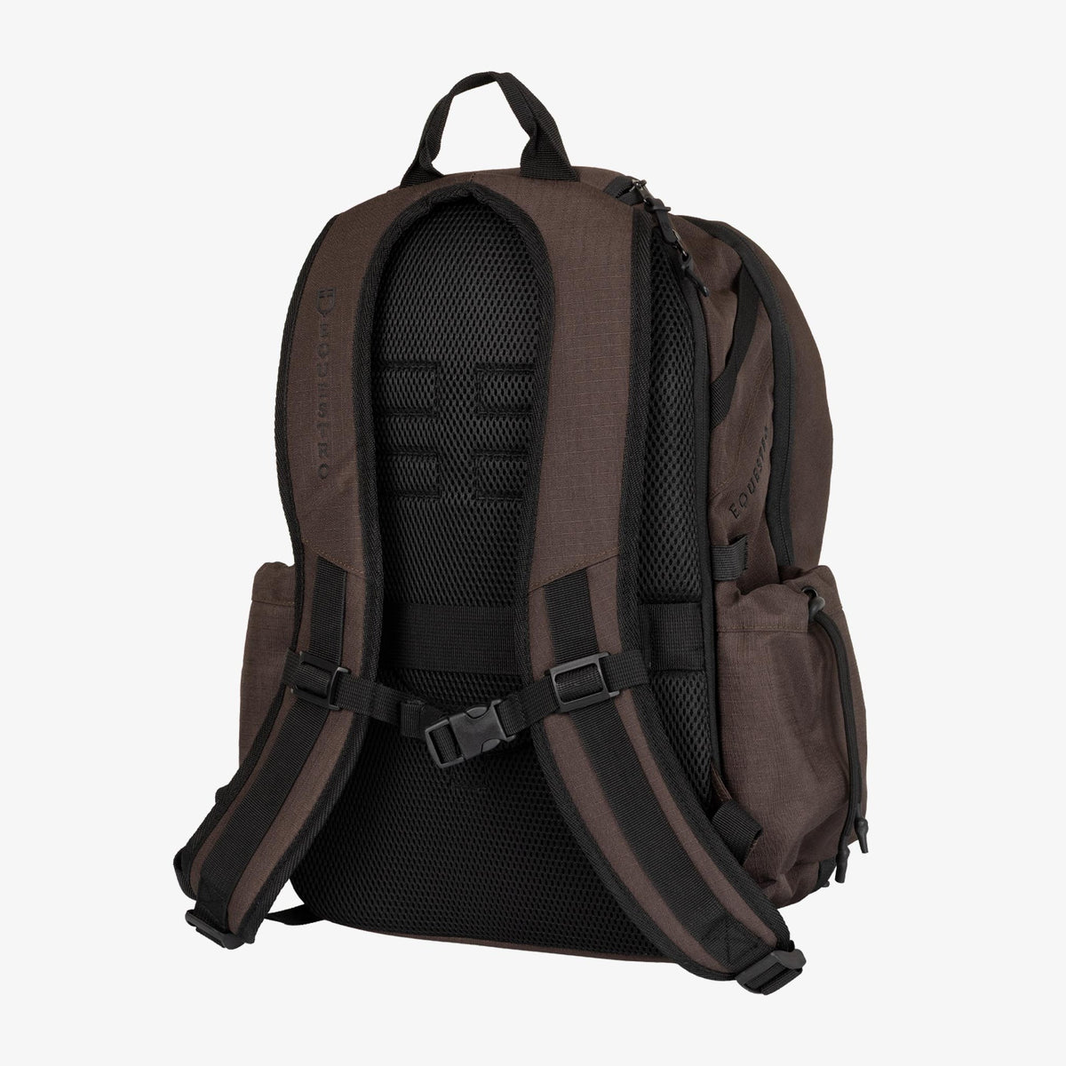 Equestro Unisex Ripstop Technical Backpack in Dark Brown back panel and straps