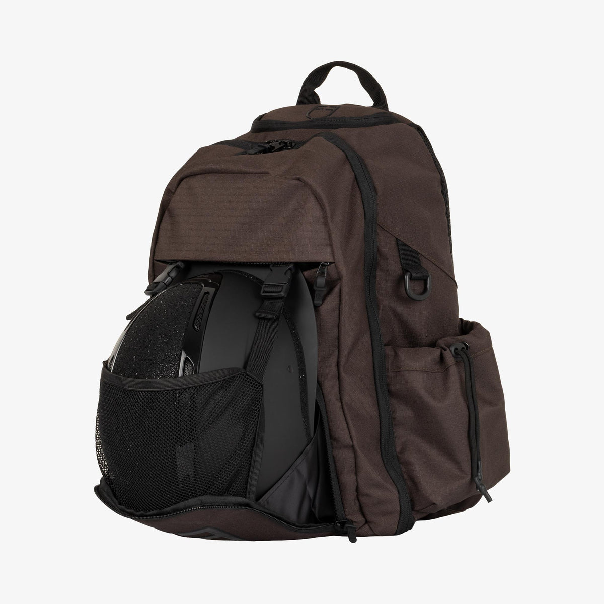 Equestro Unisex Ripstop Technical Backpack with helmet in the front pocket