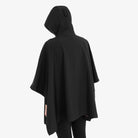 Equestro Women's Technical Rain Cape in Black back view with hood