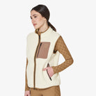 Equestro Women's Teddy Fleece Vest in Antique White side view