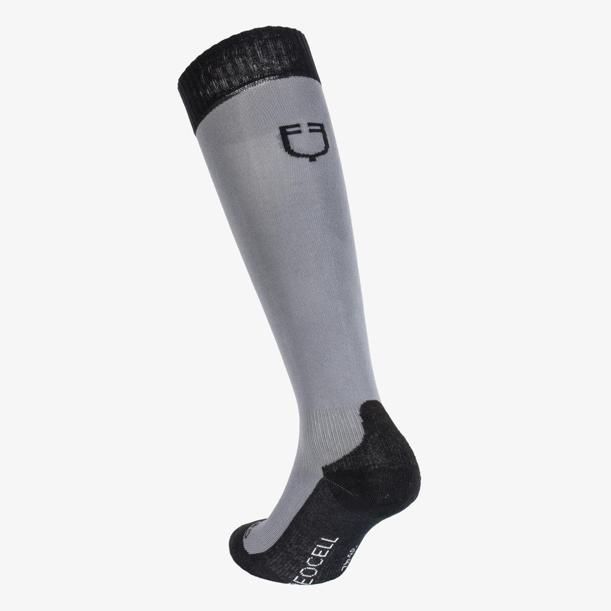 Equestro Unisex Basic Technical Riding Socks - Asphalt/Black, back with logo | Malvern Saddlery