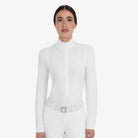 Equestro Women's Winter Competition Polo in White front view